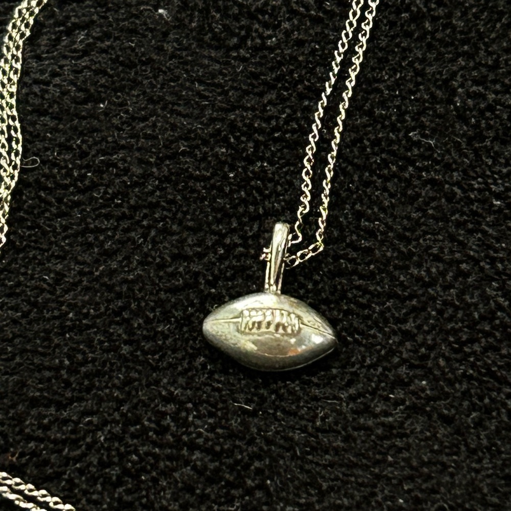 3D Solid Silver Football Pendant Necklace